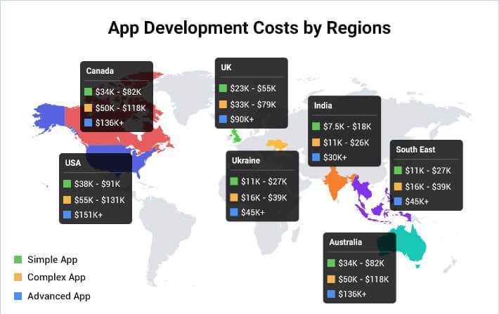 app development cost by geography Infographic